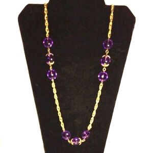 Crown Trifari purple bead waterfall necklace